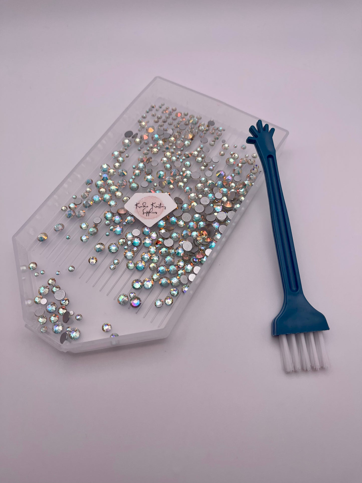 Transparent Rhinestone Tray With Brush