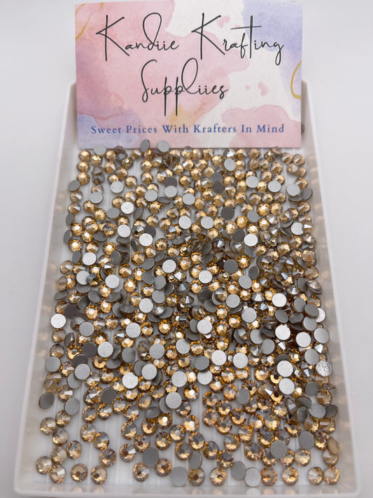 Golden Champagne Glass Rhinestones